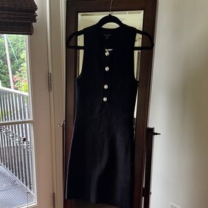 Sandro Black Sleeveless Mini Dress with Button Detail